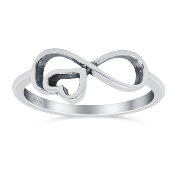 Infinity Heart Oxidized Band Solid 925 Sterling Silver Thumb Ring (8mm)